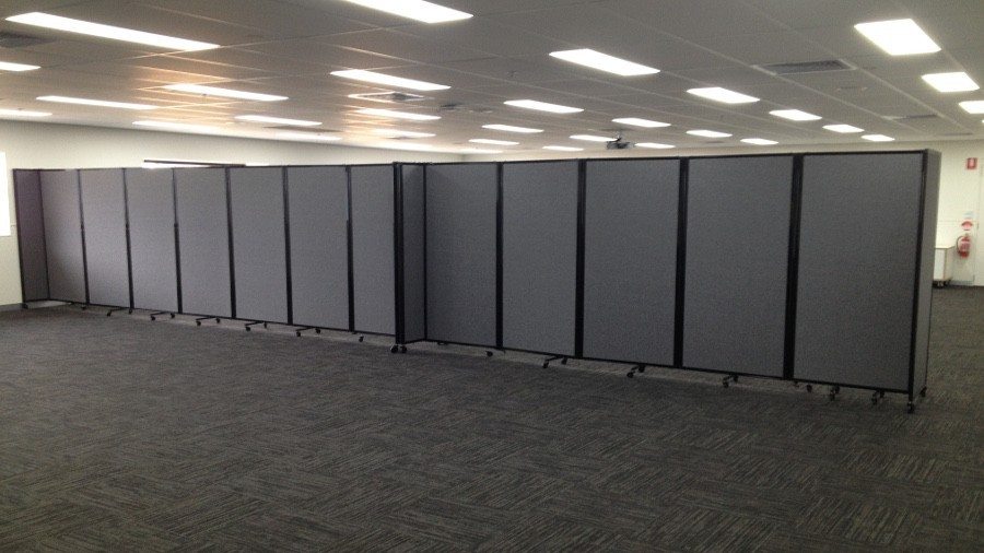 Charcoal Fabric Room Divider for Conferences - Portable Partitions