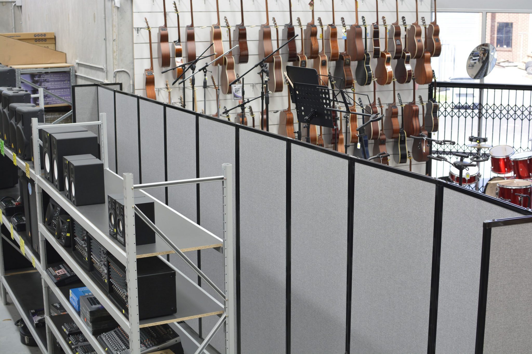 Mobile Dividers in musical retail store - Portable Partitions