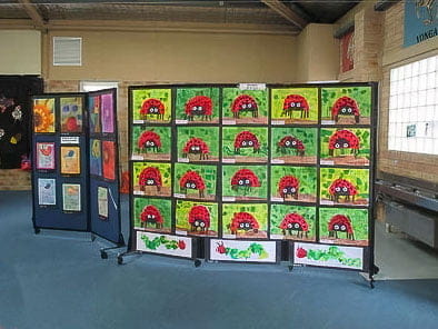 Project work displayed on Room Divider at Sydney school classroom